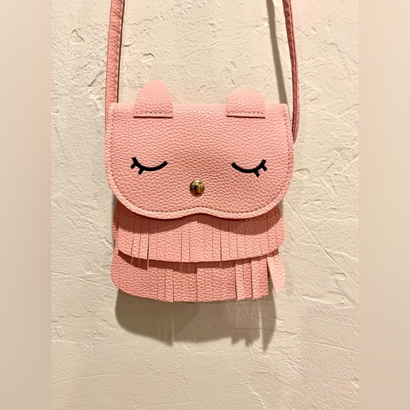 Bags Adorable Pink Leather Fringe Kitty Crossbody Poshmark